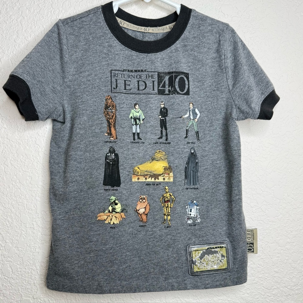 Star Wars Return of the Jedi 40th Anniversary Tshirt Kids 5/6 Gray